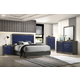 Furniture of America Hartlepool 4-Piece Platform Bedroom Set in Ash Gray and Indigo Blue PROMO