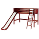 Maxtrix Bare Bone Mid Loft (Low/Low) Panel Bedroom Set in Chestnut (Angle Ladder and Slide)