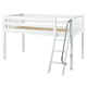 Maxtrix Bare Bone Low Loft (Low/Low) Slat Bedroom Set in White (Angle Ladder)