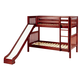 Maxtrix Bare Bone Medium Bunk (2 Low/2 High) Slat Bedroom Set in Chestnut (Straight Ladder and Slide)