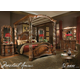 AICO Villa Valencia 4pc Poster Canopy Bedroom Set in Chestnut PROMO