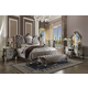 Acme Versailles 2pc Upholstered Bedroom Set in Antique Silver EST SHIP TIME APPX 4 WEEKS