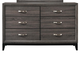 Crown Mark Akerson 6 Drawer Dresser in Grey B4620-1