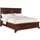 Elements International Canton Cherry King Panel Storage Bed in Dark Wood