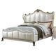 Acme Furniture Dresden II California King Bed in Pearl White PU & Gold Patina 27814CK EST SHIP TIME APPX 4 WEEKS