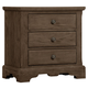 Vaughan-Bassett Heritage 3 Drawer Nightstand in Cobblestone Oak 112-227