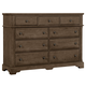 Vaughan-Bassett Heritage 9 Drawer Bureau in Cobblestone Oak 112-003