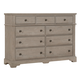 Vaughan-Bassett Heritage 9 Drawer Bureau in Greystone 114-003 Vaughan-Bassett Heritage 9 Drawer Bureau in Greystone 114-003