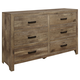 Homelegance Furniture Mandan 6 Drawer Dresser in Weathered Pine 1910-5