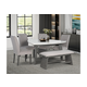Global Furniture D8192 5-Piece Real Marble Triangle Dining Table Set in Light Grey