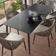 Skyline Design Rodona Rectangular Dining Table with Glass in Carbon Aluminum 24160-CMA-RO-GL