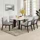 ACME Furniture Edwyn 7pc Dining Room Set in White Natural Marble Top and Brown