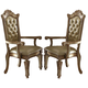 Acme Vendome Arm Chair (Set of 2) in Gold Patina 63004 EST SHIP TIME APPX 4 WEEKS