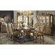 Acme Dresden 7-Piece Pedestal Dining Table Set in Gold Patina EST SHIP TIME APPX 4 WEEKS