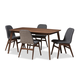 Baxton Studio Embrace 5-Piece Dining Set in Dark Grey Embrace-5PC Dining Set