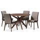 Baxton Studio Kimberly 5-Piece Round Dining Set in Brown/Walnut Kimberly-Brown/Walnut 5PC Dining Set