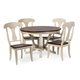 Baxton Studio Napoleon 5pc 48-Inch Round Dining Room Set in Brown/White