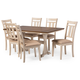 Baxton Studio Roseberry 7-Piece Dining Set in Antique Oak Wood and Distressed White TFAV-13226/ALR-13322 7PC Set