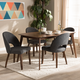 Baxton Studio Wesley 5pc Dining Room Set in Dark Grey/Walnut Brown