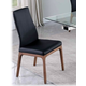 Chintaly Rosario Contour Back Upholstered Side Chair with Solid Wood Base in Black ROSARIO-SC-WAL-BLK (Set of 2)