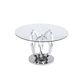 Chintaly Evelyn Round Tempered Glass Top Dining Table in Clear
