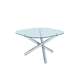 Chintaly Leatrice Round Square Glass Top Dining Table in Clear Chintaly Leatrice Round Square Glass Top Dining Table in Clear