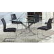 Chintaly Pixie 5 Piece Square Glass with Clear Base Dining Room Set in Black