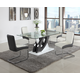 Chintaly Stella 5 Piece Glass Top Dining Room Set in Gray/White