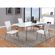 Chintaly Tara 5 Piece Extendable White Glass Top Dining Room Set in White