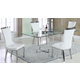 Chintaly Yasmin 5 Piece Rectangular Glass Top Dining Room Set in White Chintaly Yasmin 5 Piece Rectangular Glass Top Dining Room Set in White