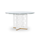 Rachael Ray Home Chelsea Round Glass Table in White with Gold Accents 9781-420K