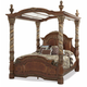 AICO Villa Valencia California King Bed with Canopy in Chestnut