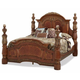 AICO Villa Valencia King Poster Bed in Chestnut