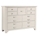 Vaughan-Bassett Bungalow 9 Drawer Master Dresser in Lattice 744-002 CODE:UNIV31 for 31% Off