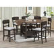 Crown Mark Furniture Oakly 7pc Counter Height Dining Room Set in Brown