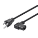 Monoprice Right Angle Power Cord - NEMA 5-15P to Right Angle IEC 60320 C13, 16AWG, 13A/1625W, SJT, 125V, Black, 3ft
