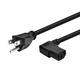 Monoprice Right Angle Power Cord - NEMA 5-15P to Right Angle IEC 60320 C13, 14AWG, 15A/1875W, SJT, 125V, Black, 15ft