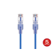Monoprice Cat6A Ethernet Patch Cable - SlimRun, Snagless RJ45, 550MHz, UTP, Pure Bare Copper, 10G, 30AWG, 5-Pack, 5ft, Blue
