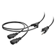 Monoprice Power Cord Splitter - NEMA 5-15P to 2x IEC 60320 C13, 18AWG, 10A/1250W, SVT, Black, 6ft
