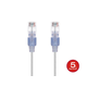 Monoprice Cat6A Ethernet Patch Cable - SlimRun, Snagless RJ45, 550MHz, UTP, Pure Bare Copper, 10G, 30AWG, 5-Pack, 2ft, White