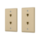 Monoprice 1-Gang Duplex Phone Jack Plate, Ivory, 4.5"x2.75"x0.2", 2 Pack