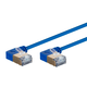 Monoprice Cat6A 3ft Blue 90 Degree Patch Cable, Double Shielded (S/FTP), 36AWG, 10G, CM Pure Bare Copper, Snagless RJ45, SlimRun Series Ethernet Cable