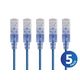 Monoprice Cat6A Ethernet Patch Cable - SlimRun, Snagless RJ45, 550MHz, UTP, Pure Bare Copper, 10G, 30AWG, 5-Pack, 25ft, Blue