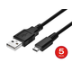 Monoprice USB-A to Micro USB-B 2.0 Cable - 5-Pin 28/28AWG Black 6ft  5-Pack