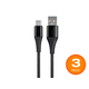 Monoprice AtlasFlex Series Durable USB 2.0 USB-C to USB-A Charge and Sync Reinforced Nylon-Braid Cable  3ft  Black - 3 Pack