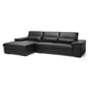 Baxton Studio Dolan Leather Modern Sectional Sofa with Left Facing Chaise in Black