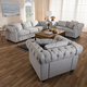 Baxton Studio Alaise 3-Pc Chesterfield Sofa Living Room Set in Gray Baxton Studio Alaise 3-Pc Chesterfield Sofa Living Room Set in Gray