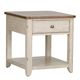 Liberty Farmhouse Reimagined End Table with Basket in Antique White 652-OT1020 SPECIAL Liberty Farmhouse Reimagined End Table with Basket in Antique White 652-OT1020 SPECIAL