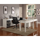 Parker House Boca U-Shaped Credenza Desks with Rolling File in Cottage White