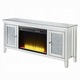 ACME Noralie TV Stand with Fireplace in Mirrored and Faux Diamonds 91770